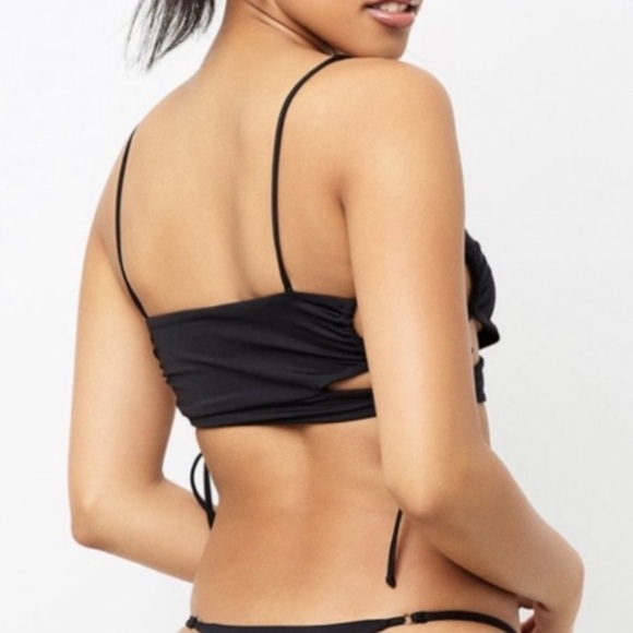 Frankies Bikinis Women's Strappy London‎ Bikini Top Side Tie Black Size Medium - Picture 3 of 9